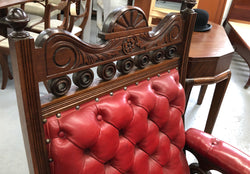 Leather Walnut Button Back Library Chair | Antique & Vintage | Moonee Ponds Antiques | Australia Wide Delivery