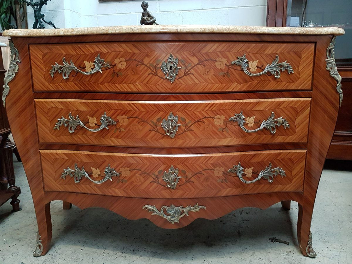 French Louis XV Marquetry inlaid Commode | Antique & Vintage | Moonee Ponds Antiques | Australia Wide Delivery