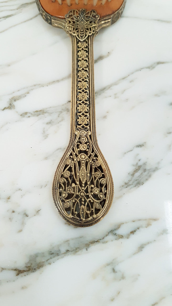 Vintage Embroidered Hair Brush