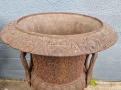 Beautiful Pair of French Rustic Cast Iron Urns With Handles | Antique & Vintage | Moonee Ponds Antiques | Australia Wide Delivery