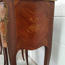 Pair of French Marquetry Inlaid Bedsides Cabinets