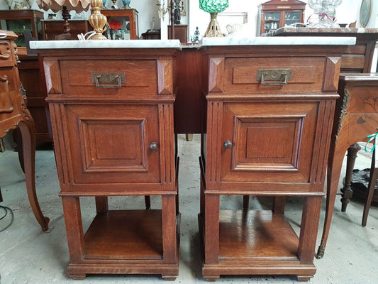French Pair of Oak Beside Cabinets