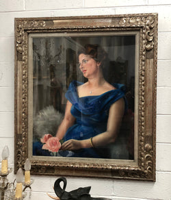 Belgian Silver Gilt Framed Pastel of A Lady With Rose | Antique & Vintage | Moonee Ponds Antiques | Australia Wide Delivery