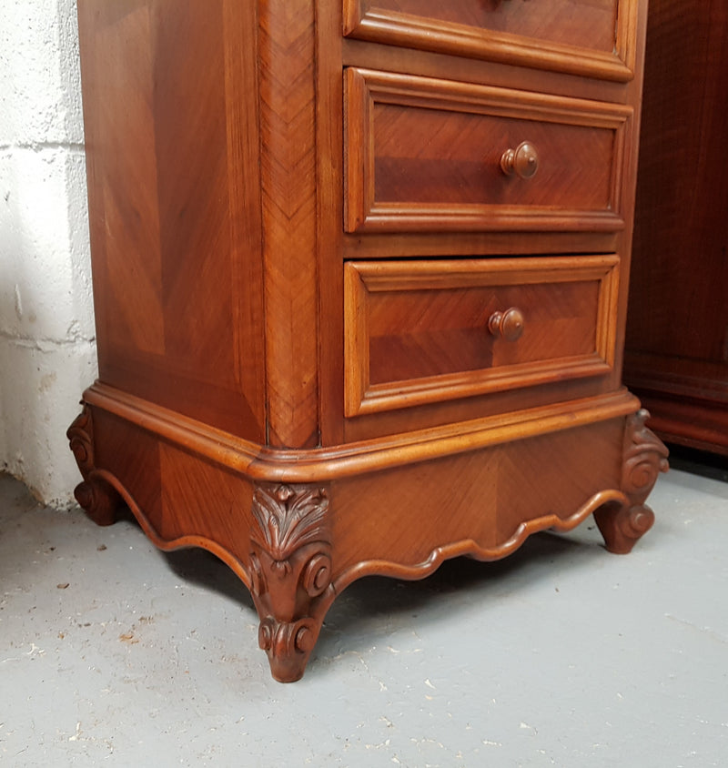 19th Century Louis XV Style French Walnut Drawers With Inset Marble Top