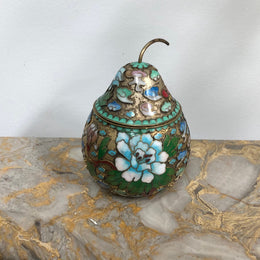 Good Quality Chinese Cloisonne Pear Covered Bowl
