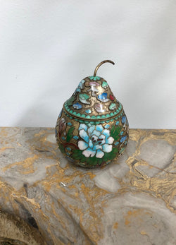Good Quality Chinese Cloisonne Pear Covered Bowl | Antique & Vintage | Moonee Ponds Antiques | Australia Wide Delivery