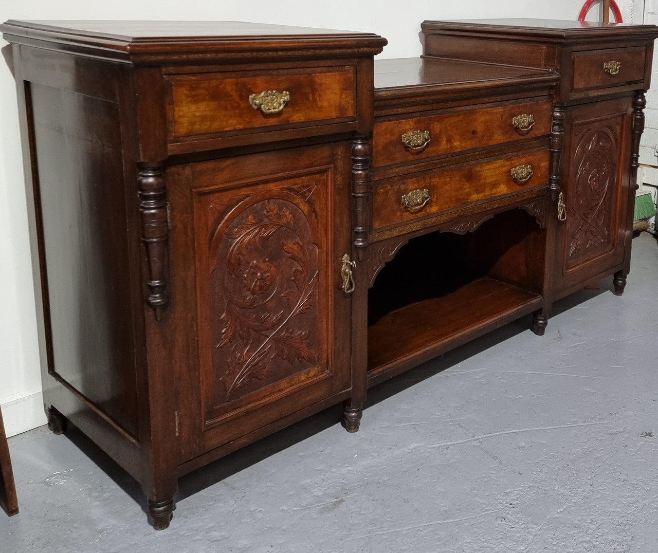 Walnut Sideboard Base Cupboards & Four Drawers