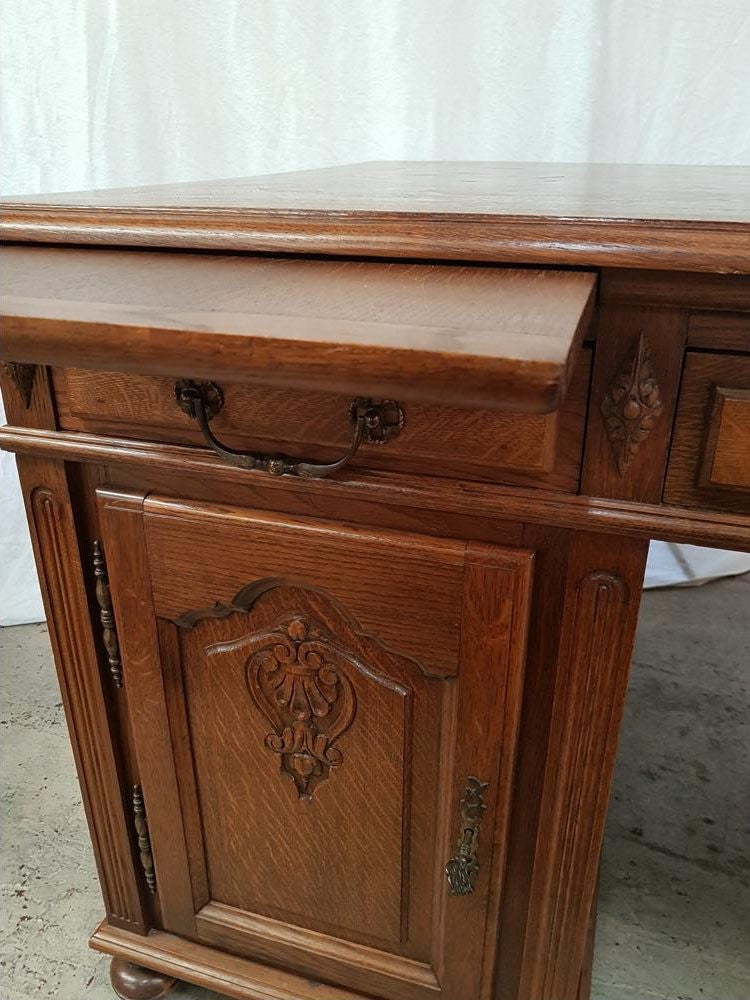 French Oak Partners Desk | Antique & Vintage | Moonee Ponds Antiques | Australia Wide Delivery