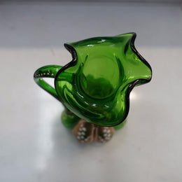 Green Victorian Glass Handled Vase