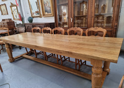 3 Meter Bespoke Oak Stretcher Base Farmhouse Dining Table | Antique & Vintage | Moonee Ponds Antiques | Australia Wide Delivery