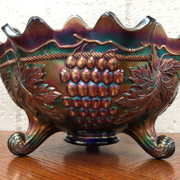 Large Cobalt Carnival Glass Bowl