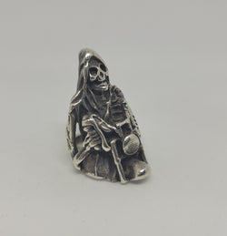 Heavy Sterling Silver Biker Skeleton On Bike Ring | Antique & Vintage | Moonee Ponds Antiques | Australia Wide Delivery
