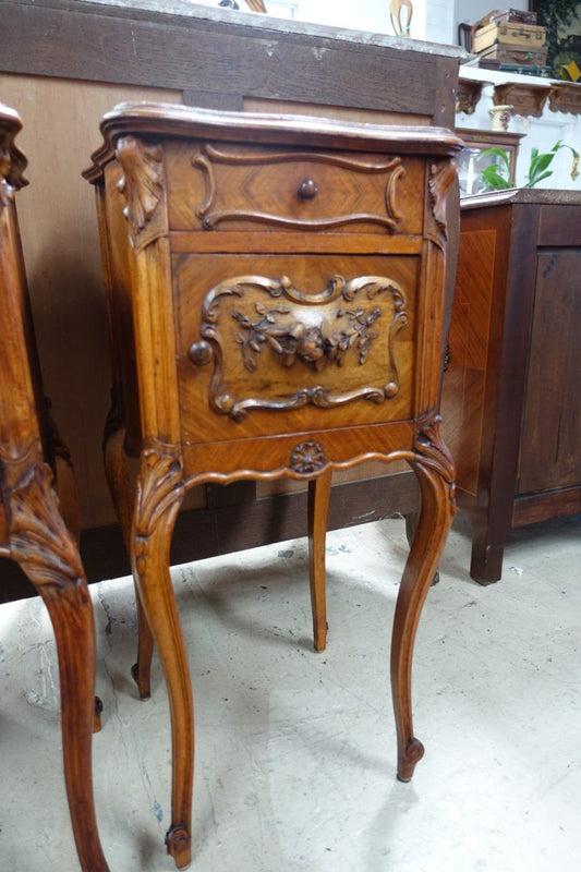 French Walnut Bedside Cabinet-1