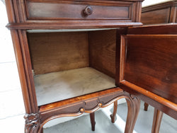 Pair of Louis XV Style Marble Top Walnut Bedside Cabinets | Antique & Vintage | Moonee Ponds Antiques | Australia Wide Delivery