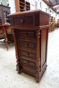 French Walnut Tall Bedside Cabinet | Antique & Vintage | Moonee Ponds Antiques | Australia Wide Delivery