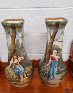 Pair of Victorian Hand Painted Decorative Vases | Antique & Vintage | Moonee Ponds Antiques | Australia Wide Delivery