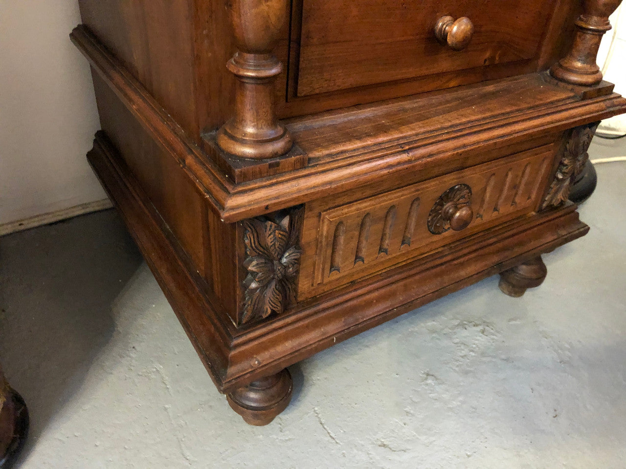 Henry II Style Walnut Inset Marble Top Single Bedside | Antique & Vintage | Moonee Ponds Antiques | Australia Wide Delivery