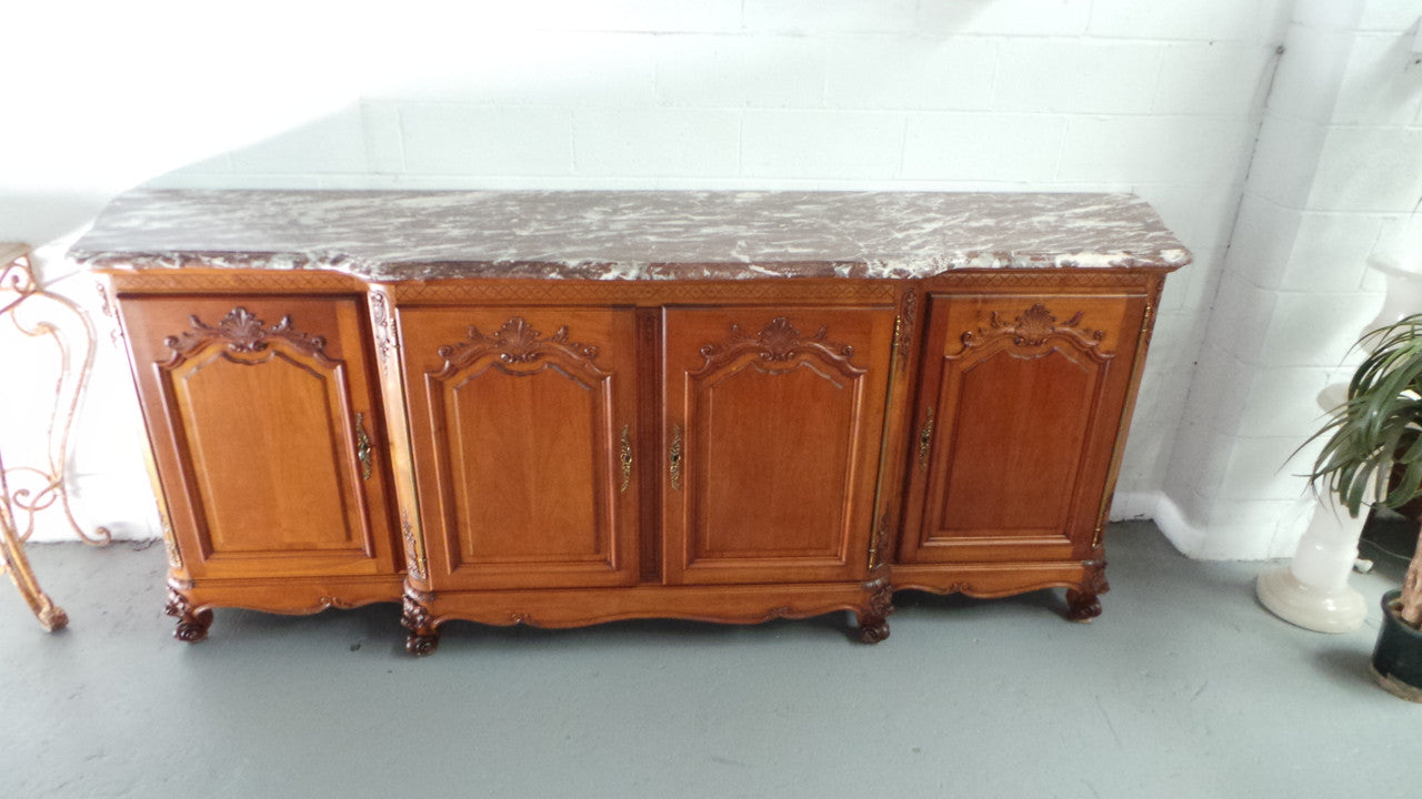 A Superb French Louis XV Style Cherry Wood Marble Top Sideboard | Antique & Vintage | Moonee Ponds Antiques | Australia Wide Delivery