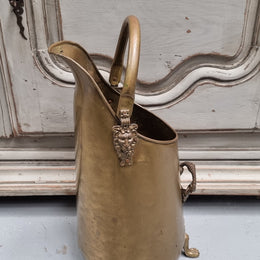 French brass coal bucket with Lion heads. In good original condition.