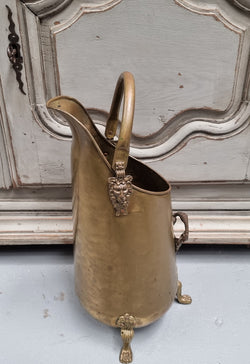 French Brass Coal Bucket With Lion Heads | Antique & Vintage | Moonee Ponds Antiques | Australia Wide Delivery