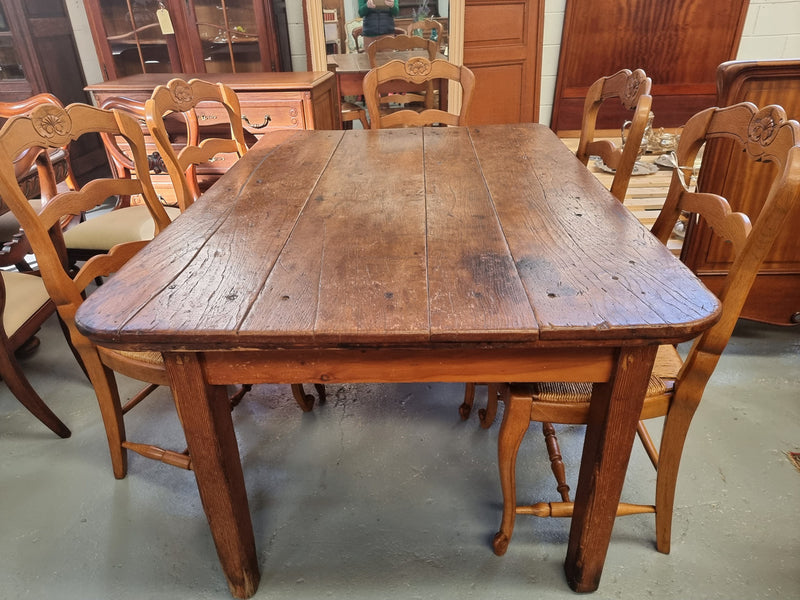 Fabulous early 19th Century Antique Fruitwood Farmhouse table of small proportions and loads of rustic detail. In good original detailed condition.