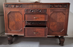 Art Deco Tudor Style Oak Sideboard With Carved Detail | Antique & Vintage | Moonee Ponds Antiques | Australia Wide Delivery