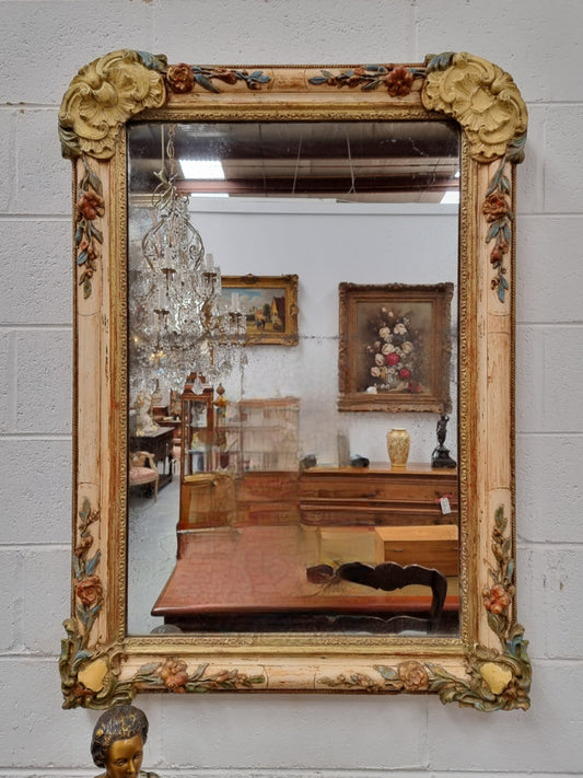 Lovely French 19th century hand painted wall mirror. Sourced from France and in good original detailed condition. Please see photos as it forms part of the description.