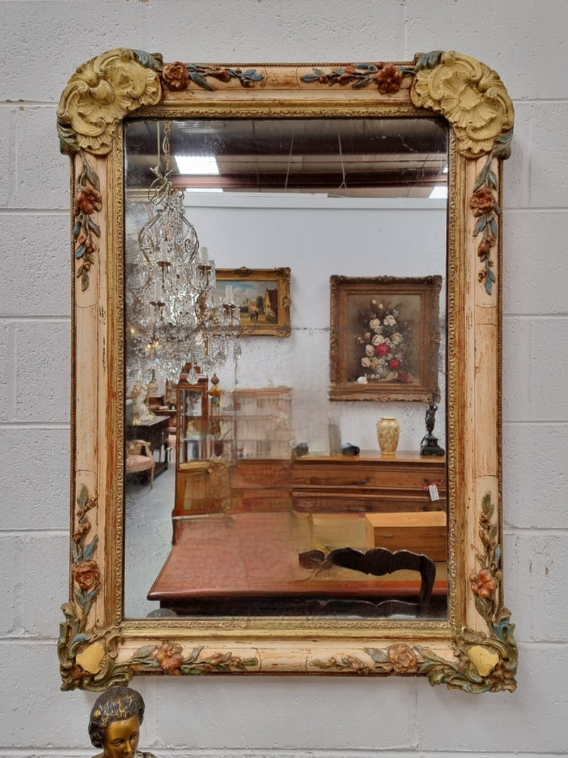 Lovely French 19th century hand painted wall mirror. Sourced from France and in good original detailed condition. Please see photos as it forms part of the description.