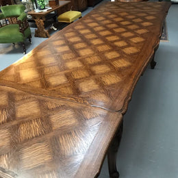French Oak XV Style Parquetry Extension Table