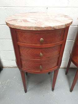 Rare Pair Of Oval Louis XVI Style Inlaid Bedside Drawers | Antique & Vintage | Moonee Ponds Antiques | Australia Wide Delivery