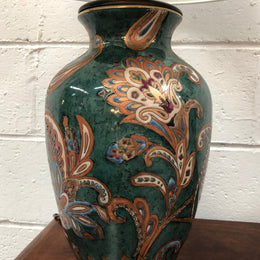 A Lovely Hand-painted Table Lamp With White Shade