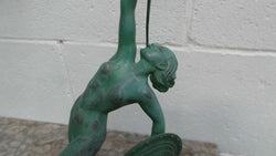 French Art Deco Sculpture Of Nude With Trumpet By Guerbe | Antique & Vintage | Moonee Ponds Antiques | Australia Wide Delivery