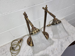 Pair of French Antique Style Table Lamps With Glass Shades | Antique & Vintage | Moonee Ponds Antiques | Australia Wide Delivery
