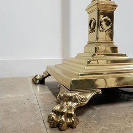 Edwardian Brass and Cast Iron Standard Lamp with Shade