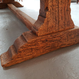 Superb 19th Century French Oak Pedestal Refectory Table Rustic Farmhouse
