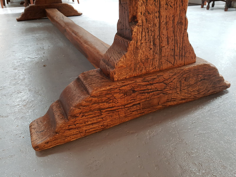 Superb 19th Century French Oak Pedestal Refectory Table Rustic Farmhouse