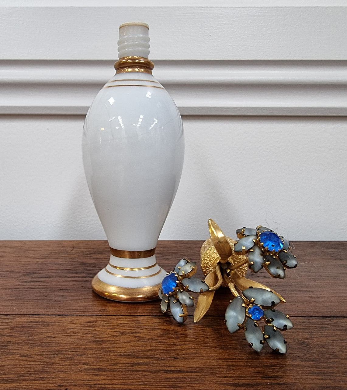 Vintage French Milk Glass & Hand Painted Perfume Bottle | Antique & Vintage | Moonee Ponds Antiques | Australia Wide Delivery