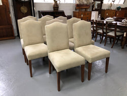 Custom Made Ivory Suede Covered Hardwood Set Of 10 Dining Chairs | Antique & Vintage | Moonee Ponds Antiques | Australia Wide Delivery