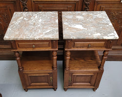 Pair of French Antique Oak Marble Top Bedsides Henry II Style | Antique & Vintage | Moonee Ponds Antiques | Australia Wide Delivery