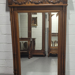 Nicely Carved Walnut Mantle Mirror