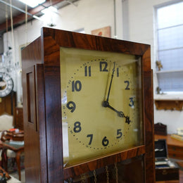 Art Deco Figured Walnut Grandfather Clock