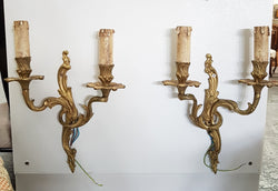 A Pair French Gilt Louis XV Style Wall Lights-Sconces | Antique & Vintage | Moonee Ponds Antiques | Australia Wide Delivery