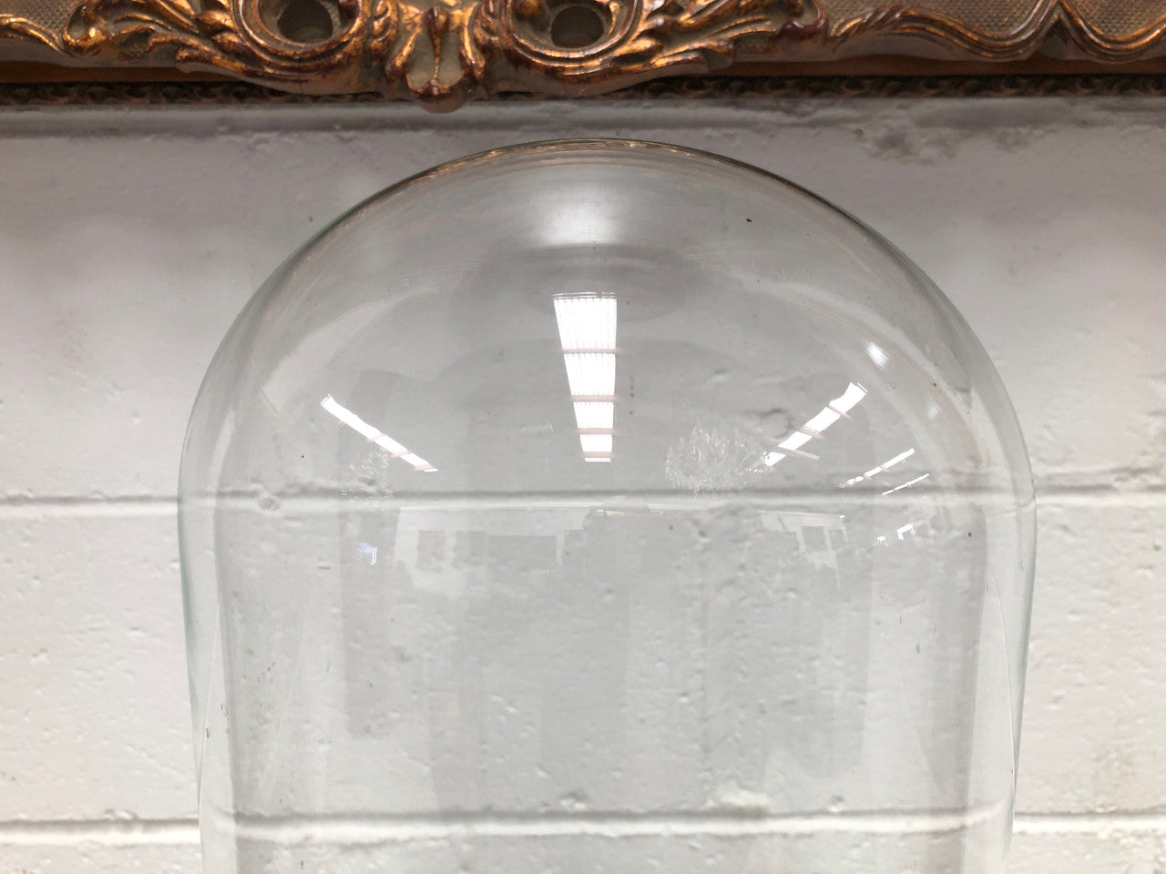 Antique Victorian Glass Display Dome with Black Base