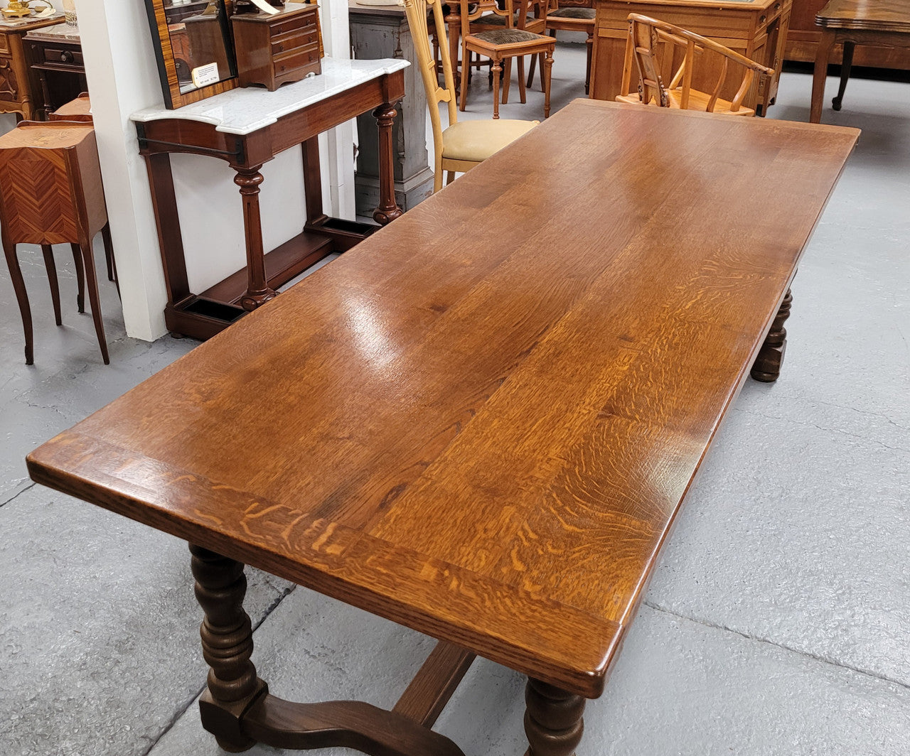 Amazing French Oak Stretcher Base Farmhouse Table | Antique & Vintage | Moonee Ponds Antiques | Australia Wide Delivery
