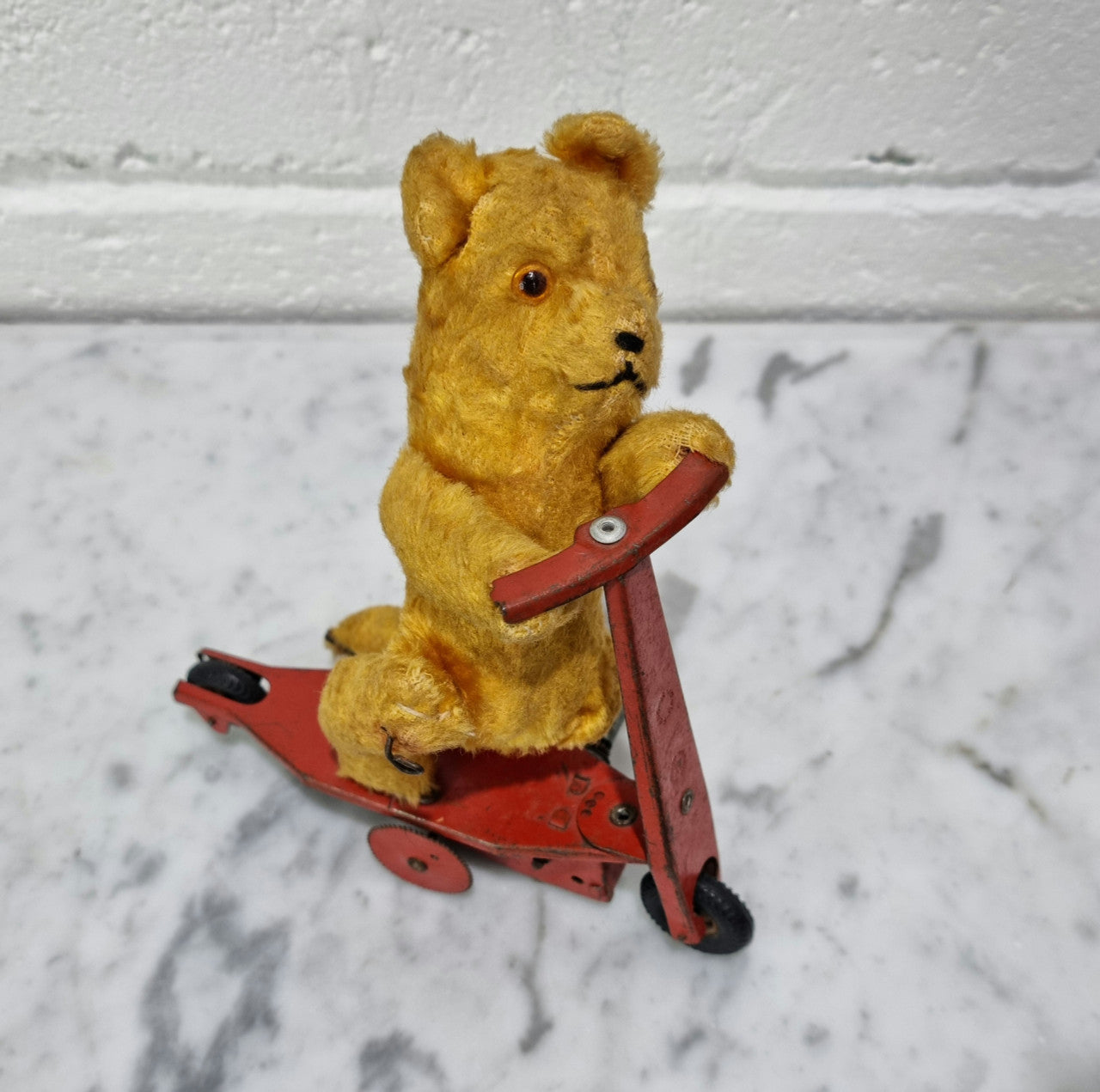 "Gebruder Fendi" Bear Riding Scooter Wind up Toy | Antique & Vintage | Moonee Ponds Antiques | Australia Wide Delivery