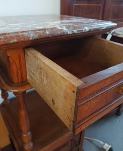 Pair of French Oak Marble Top Bedside Cabinets | Antique & Vintage | Moonee Ponds Antiques | Australia Wide Delivery