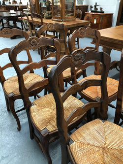 Lovely Set Of Six French Oak Rush Seat Dining Chairs | Antique & Vintage | Moonee Ponds Antiques | Australia Wide Delivery