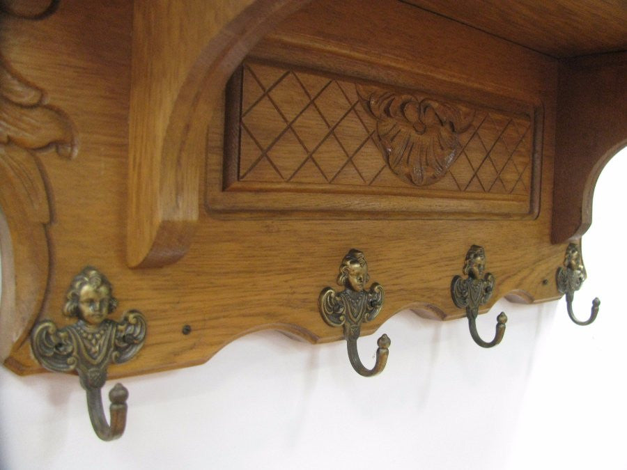 French Oak Carved Hat Rack