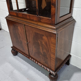 Beautiful Edwardian Walnut and Figured Walnut display cabinet of pleasing narrow proportions. In good original detailed condition