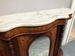 Petite Victorian Marble Top Sideboard-Credenza With Beautiful Marquetry Inlay | Antique & Vintage | Moonee Ponds Antiques | Australia Wide Delivery